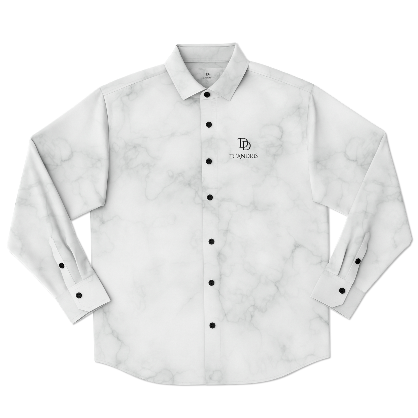 White Marble Long Sleeve Button Down Shirt