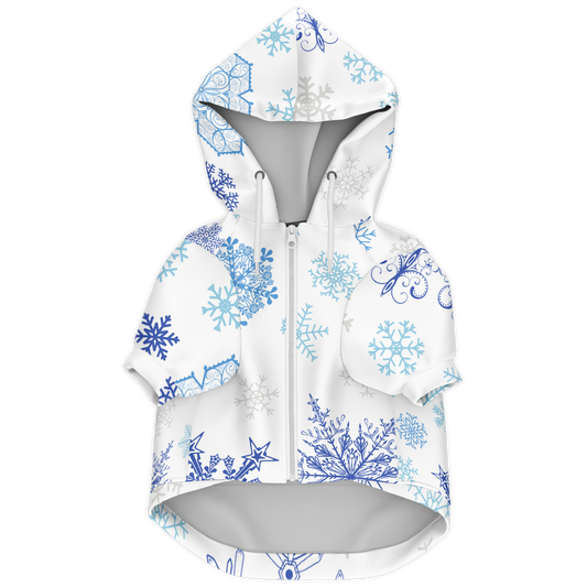 White Snowfall Christmas Dog Zip-Up Hoodie