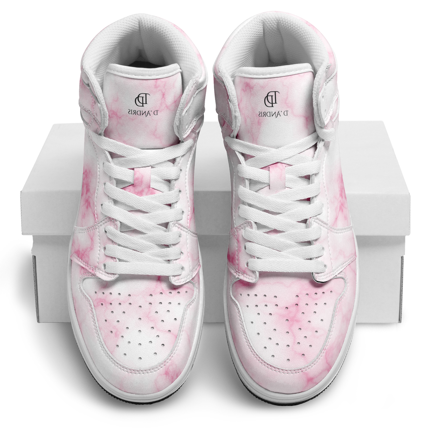 Pink Marble High Top Shoes