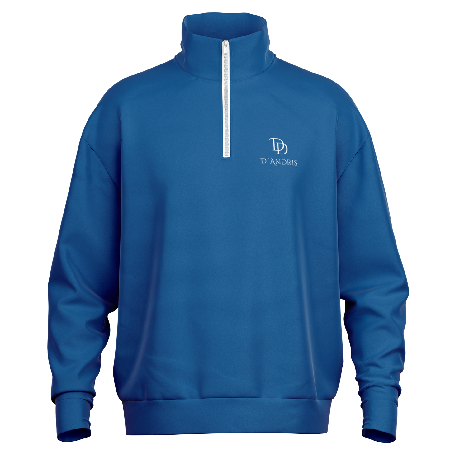 Blue Heavyweight Over-sized Quarter Zip Sweatshirt