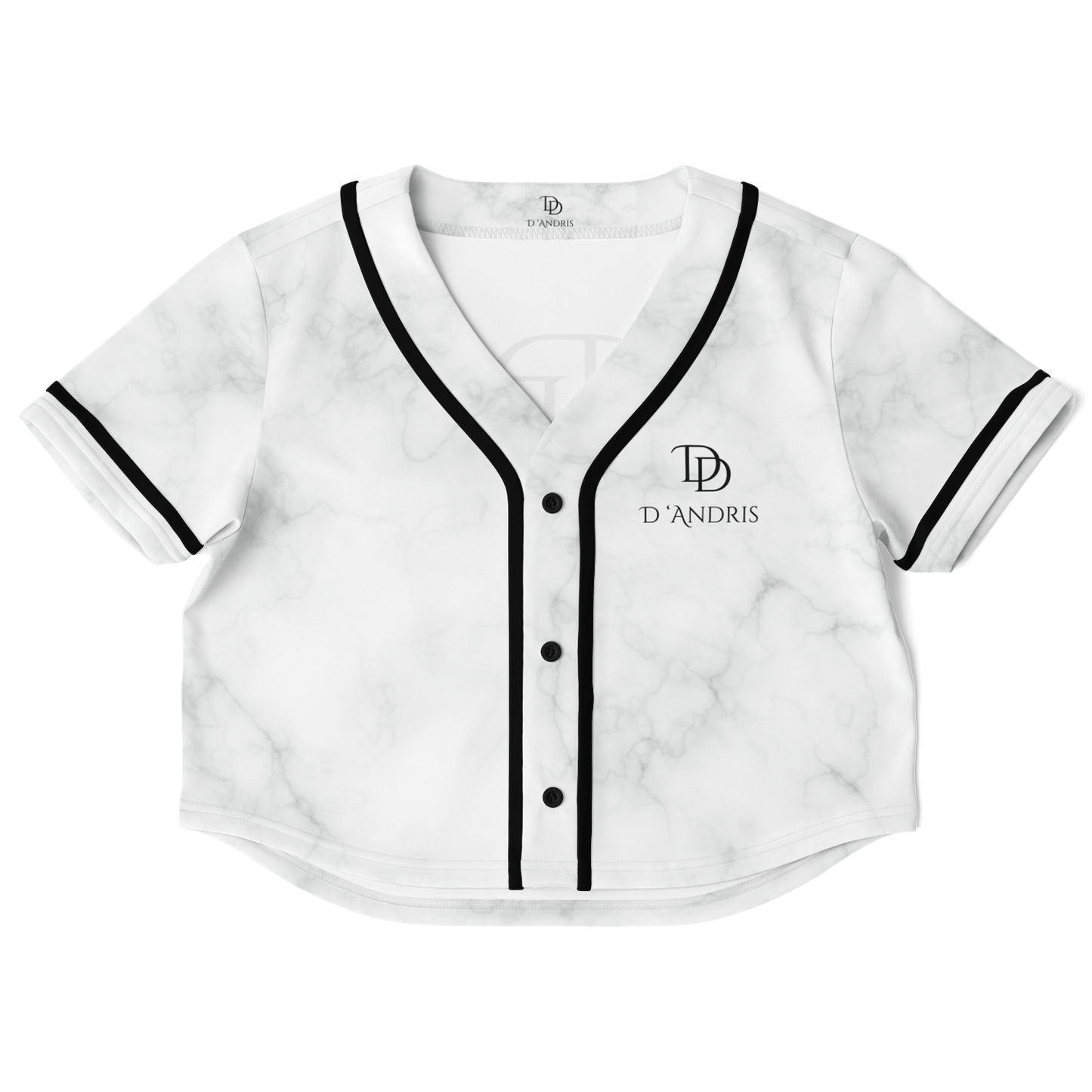 White Marble Cropped Baseball Jersey