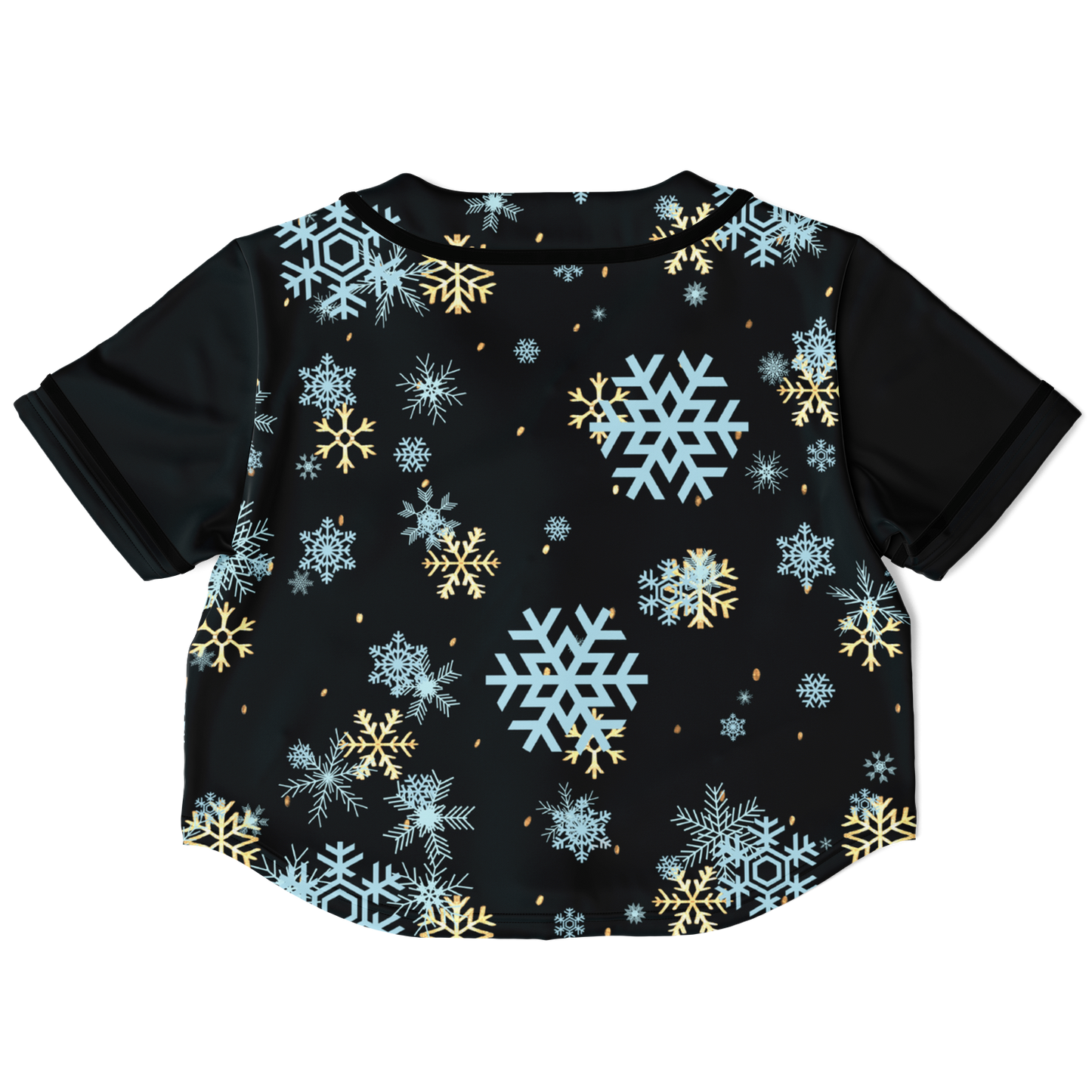 Black Snowfall Christmas Cropped Baseball Jersey