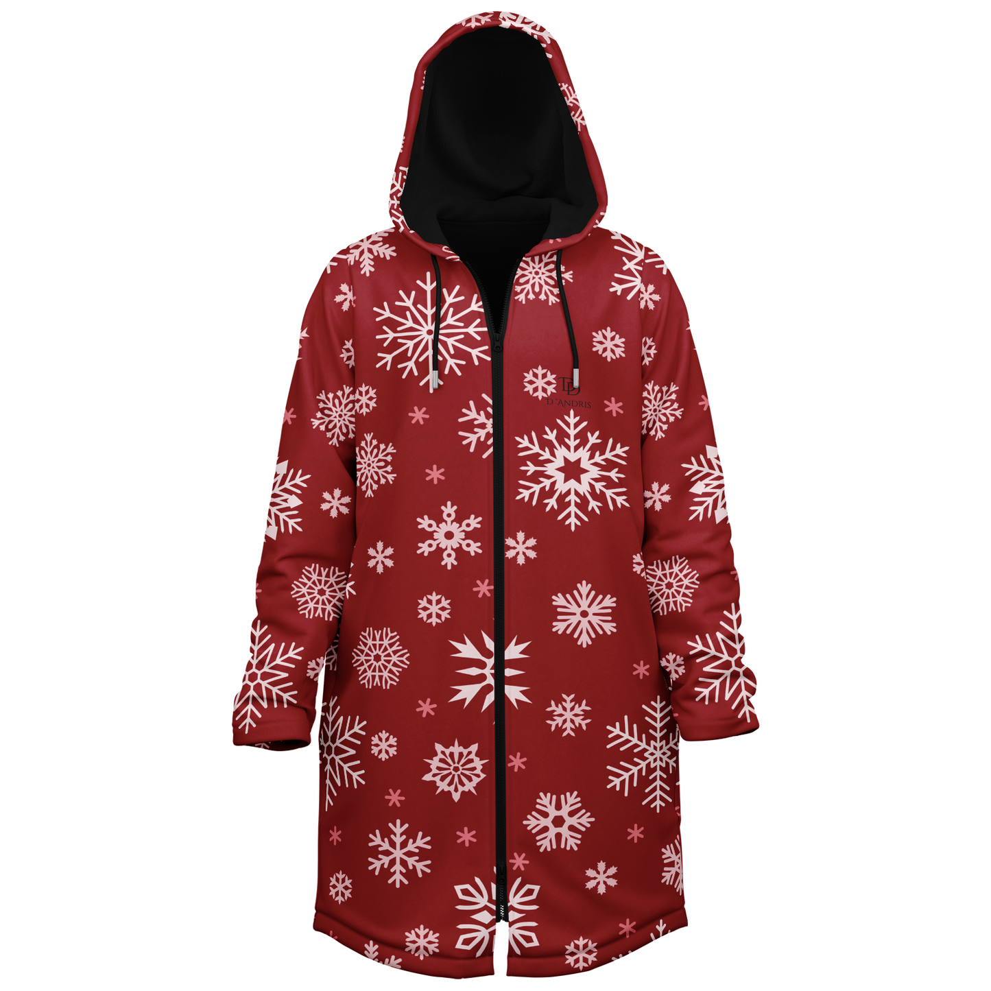 Red Snowfall Christmas Zipper Cloak