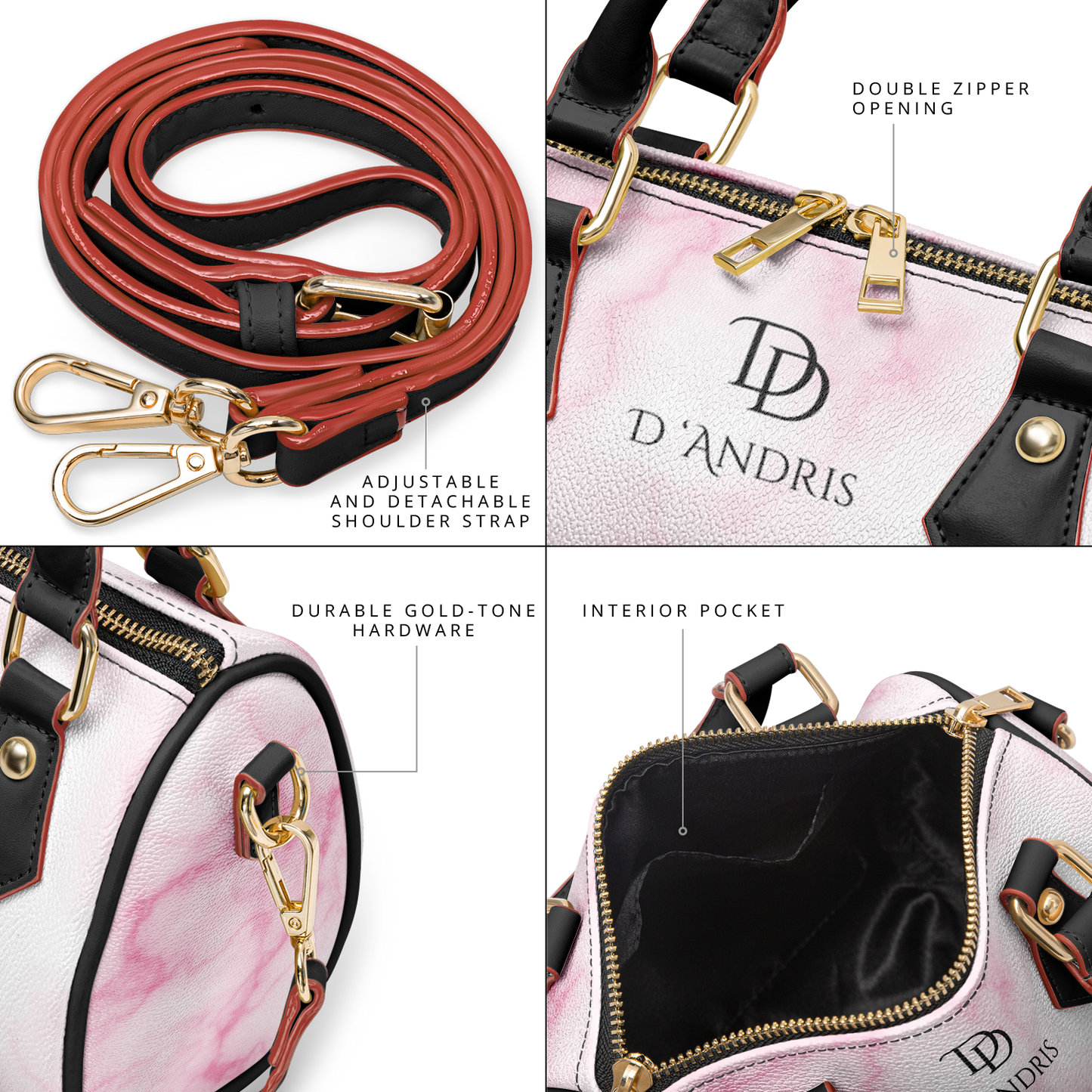 Pink Marble Cross-body Handbag