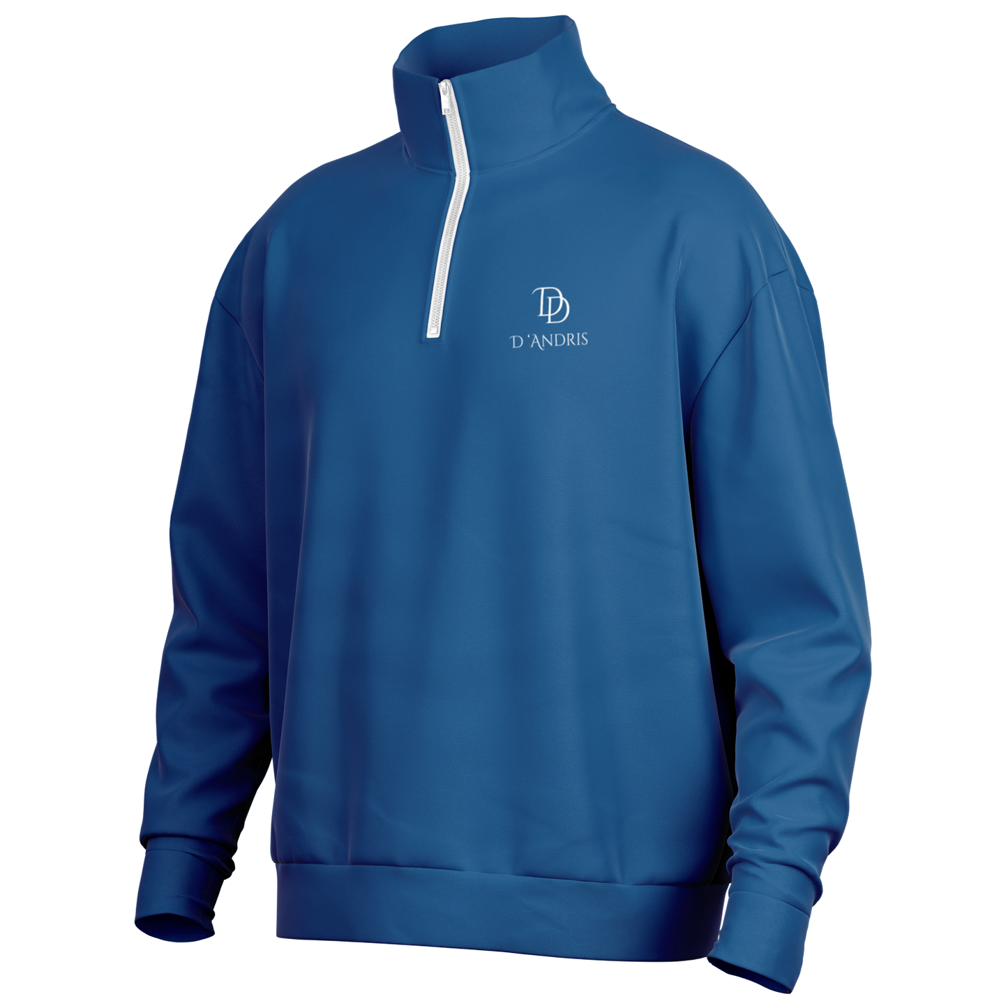 Blue Heavyweight Over-sized Quarter Zip Sweatshirt