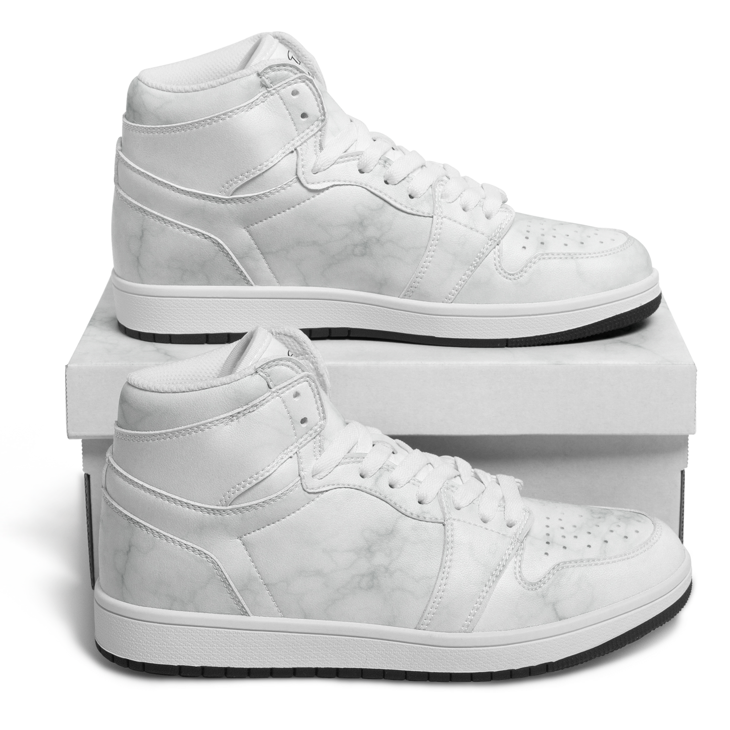 White Marble High Top Shoes