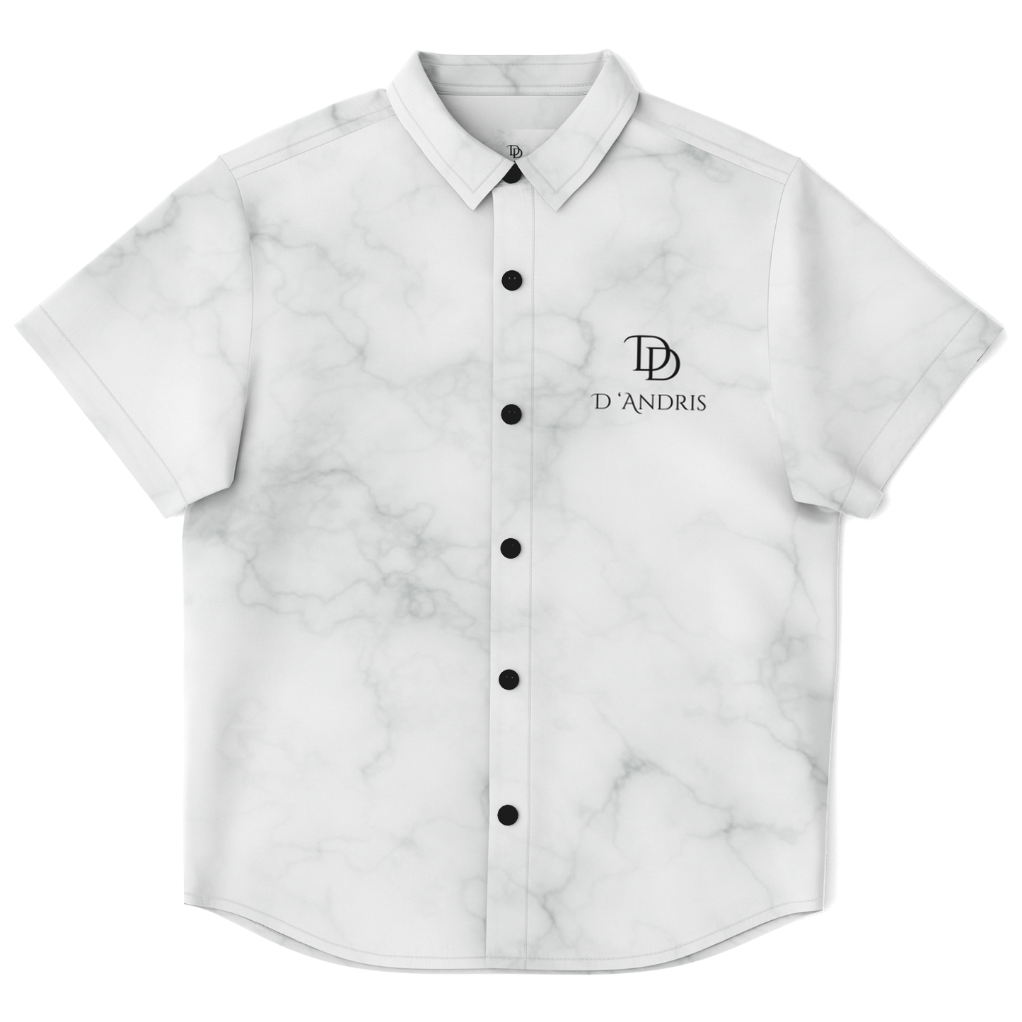 White Marble Kids/Youth Short Sleeve Button Down Shirt