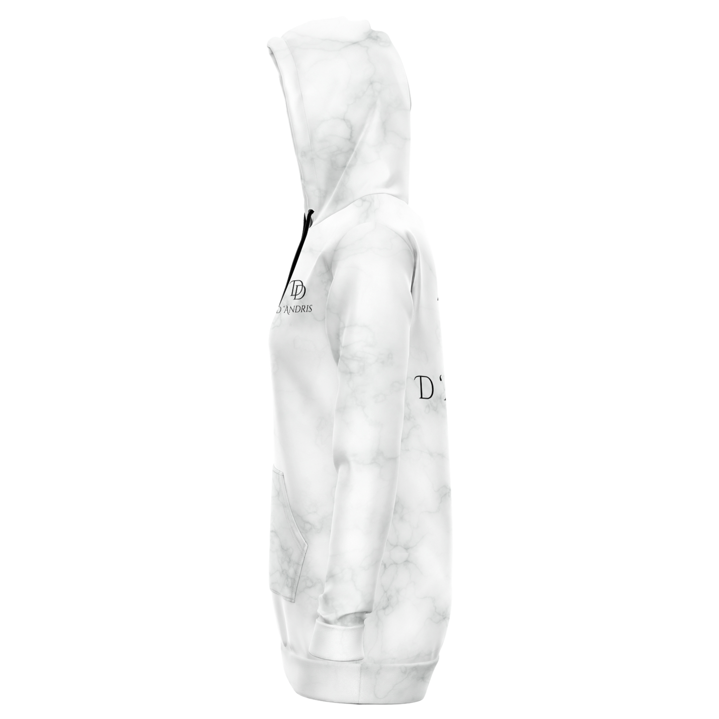 White Marble Longline Hoodie
