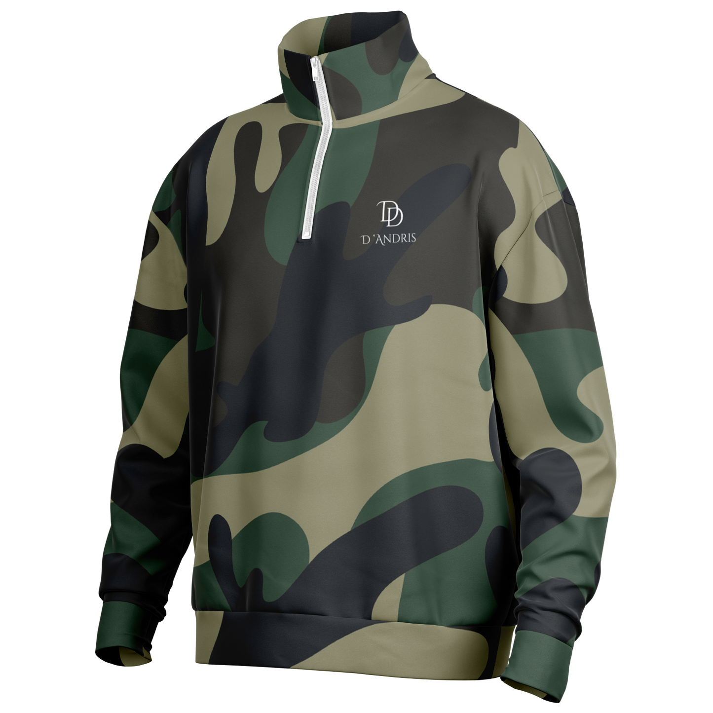 Camo Heavyweight Over-sized Quarter Zip Sweatshirt