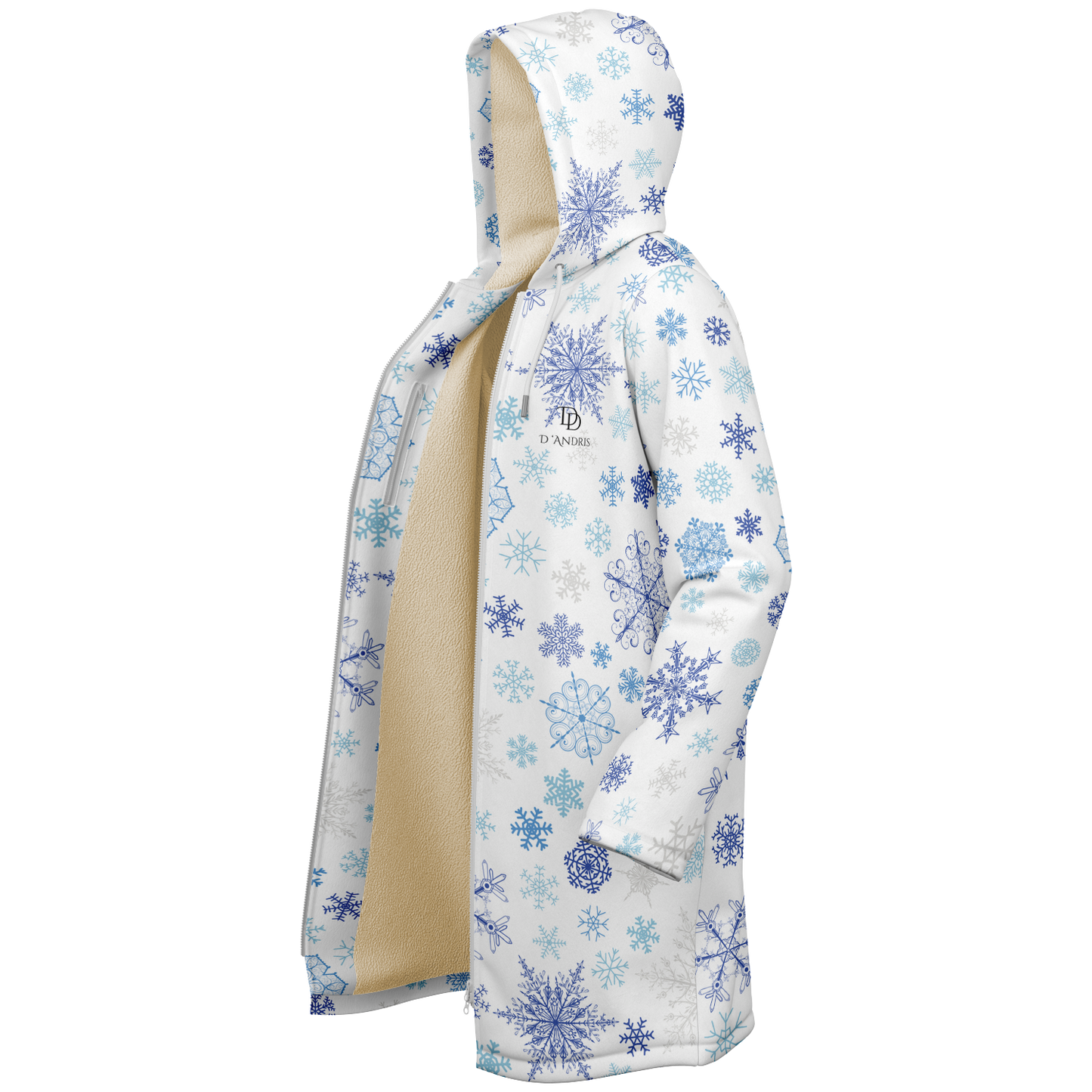 White Snowfall Christmas Zipper Cloak