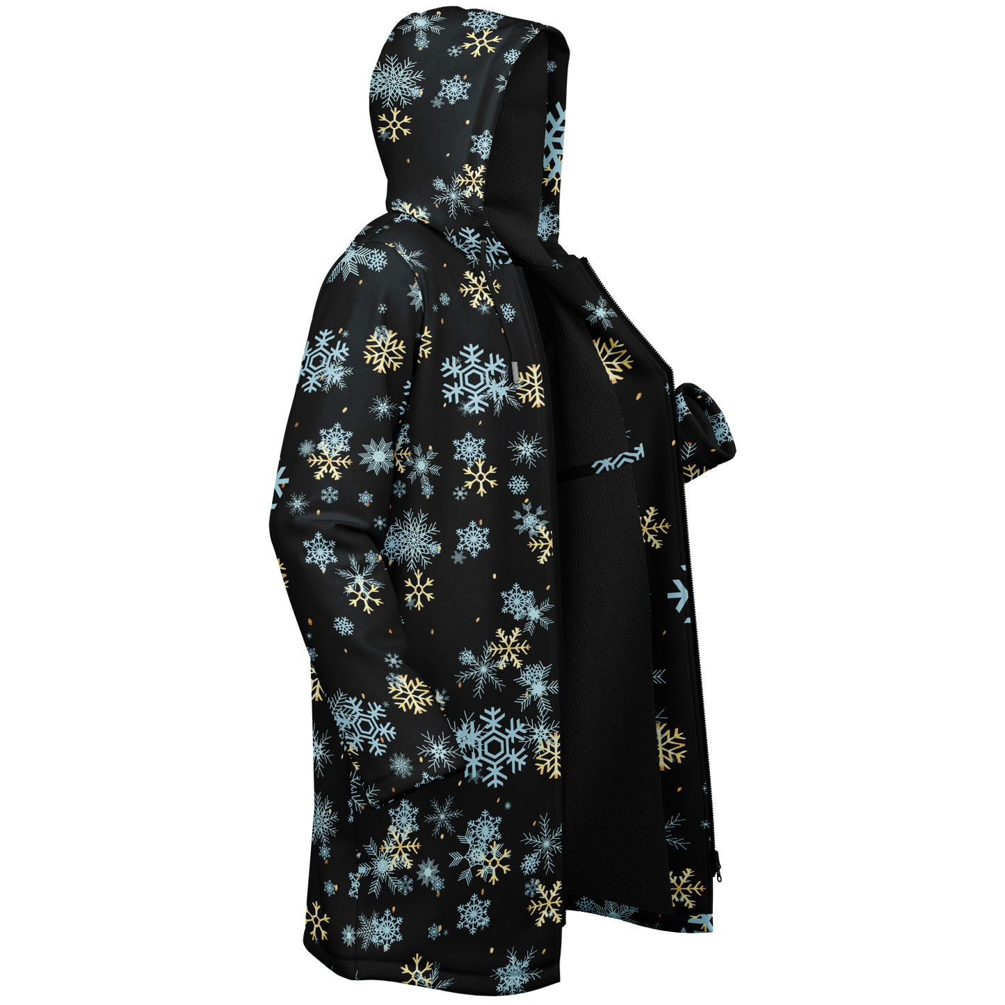 Black Snowfall Christmas Zipper Cloak