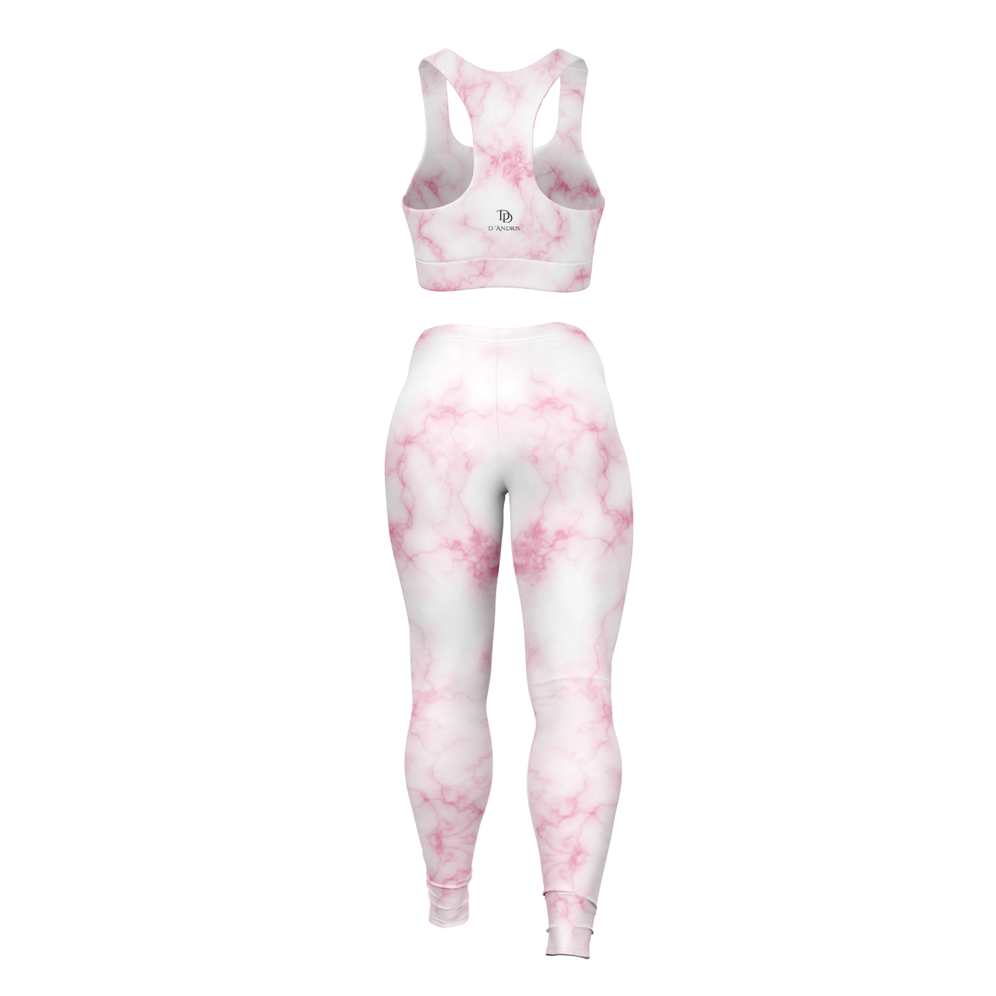 Pink Marble Padded Sports Bra & Leggings