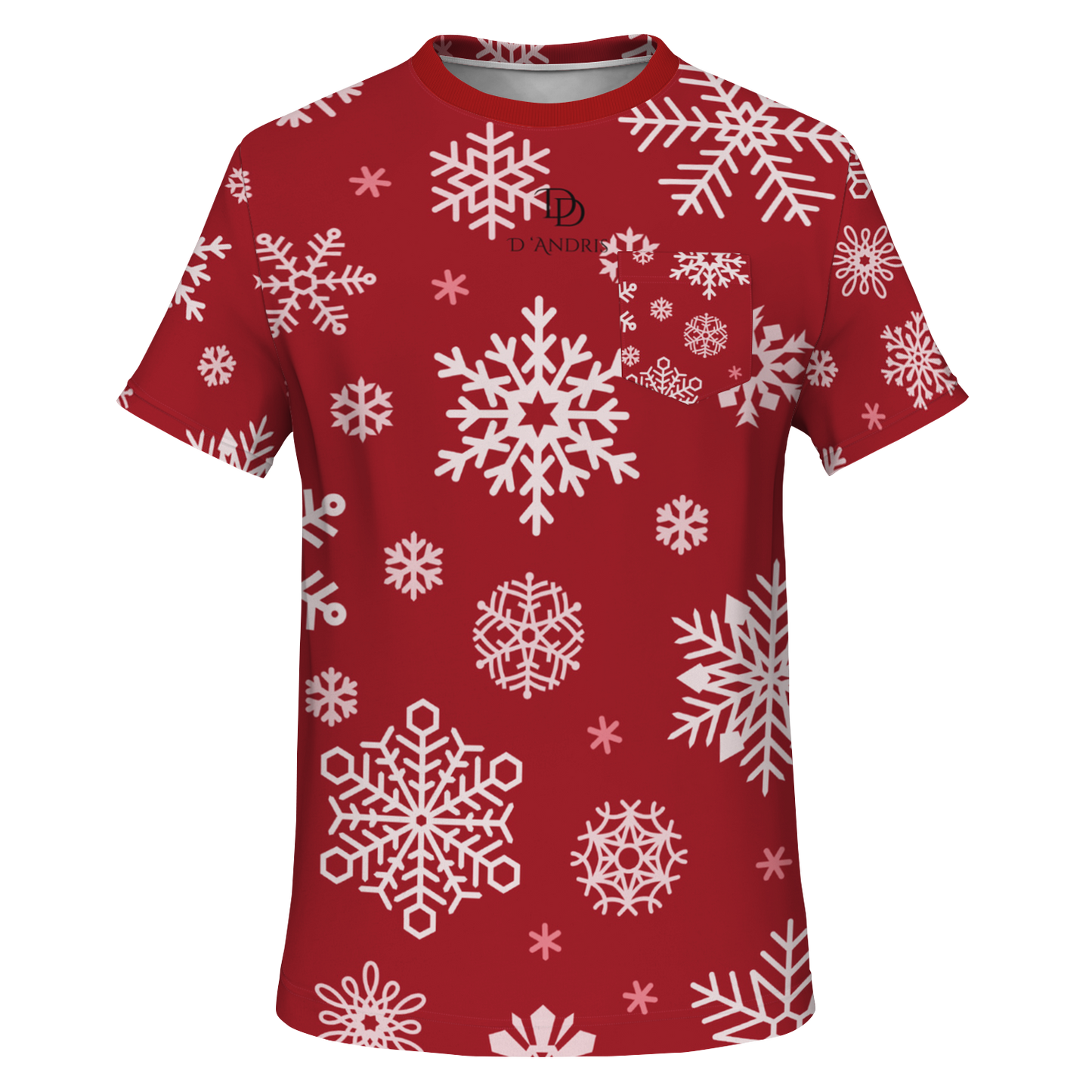 Red Snowfall Christmas Pocket T-shirt