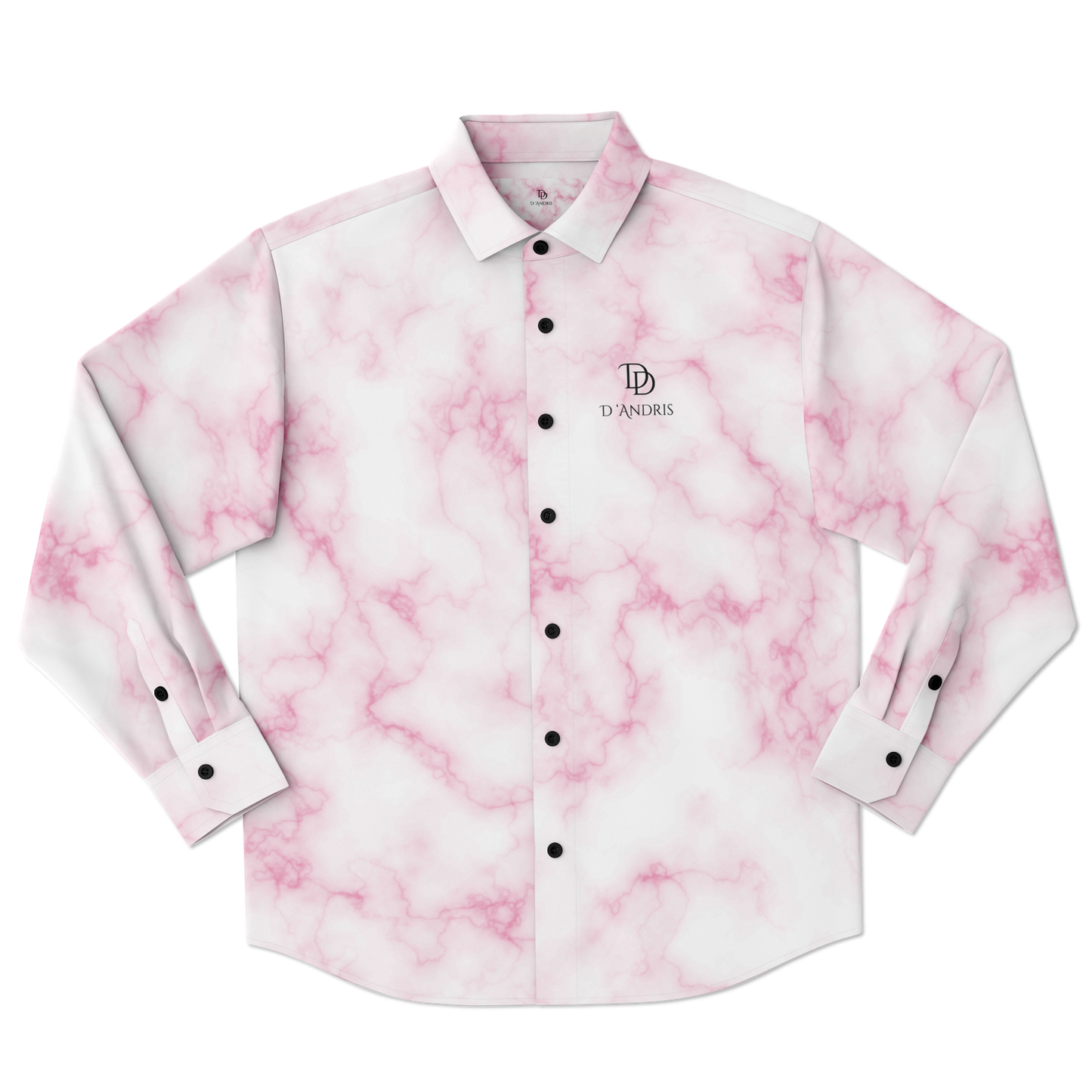 Pink Marble Long Sleeve Button Down Shirt