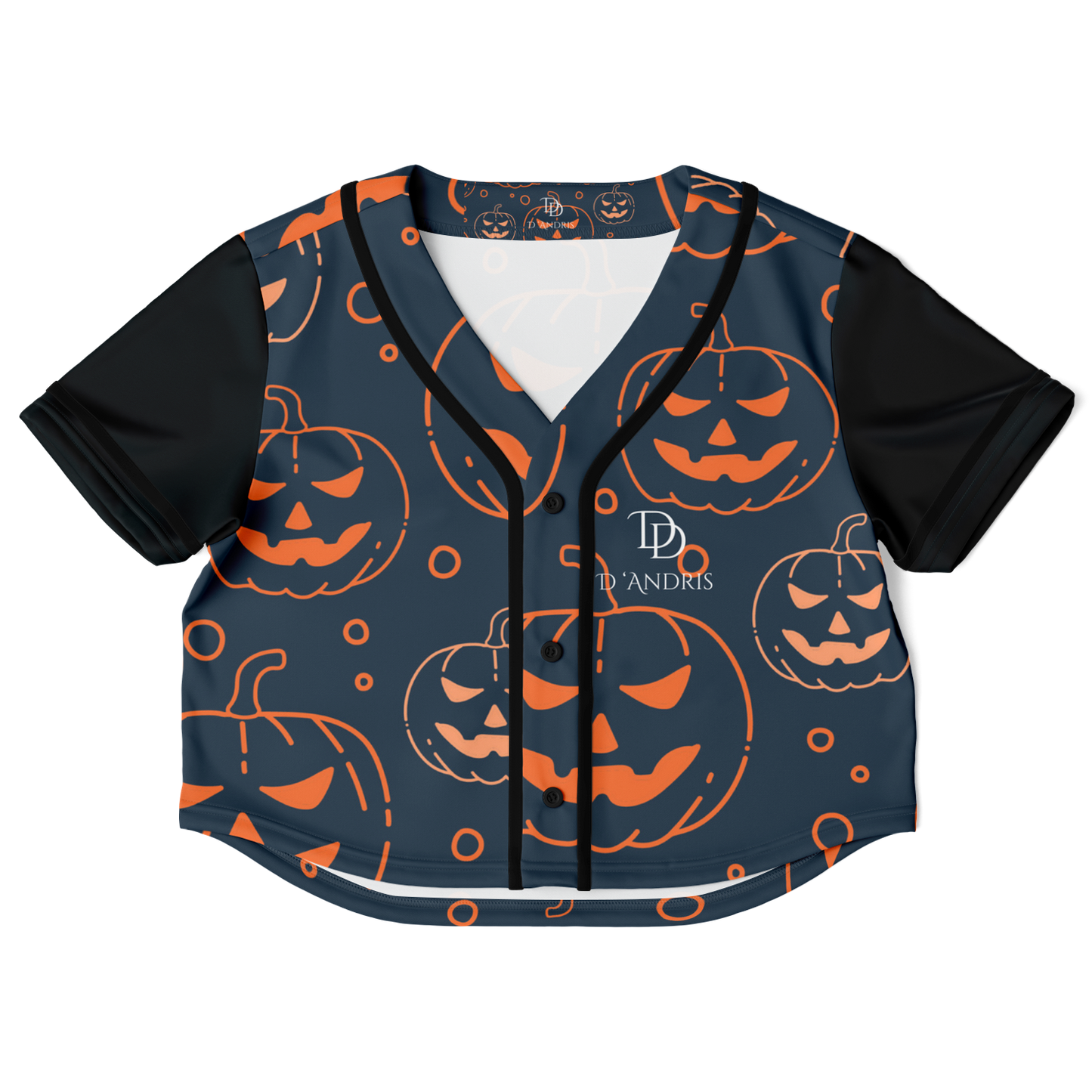 Halloween Jack-O-Lantern Cropped Baseball Jersey
