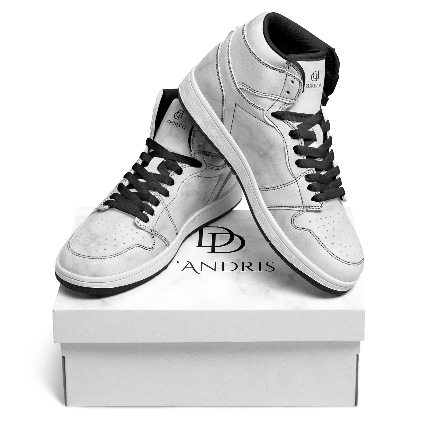 White Marble High Top Shoes