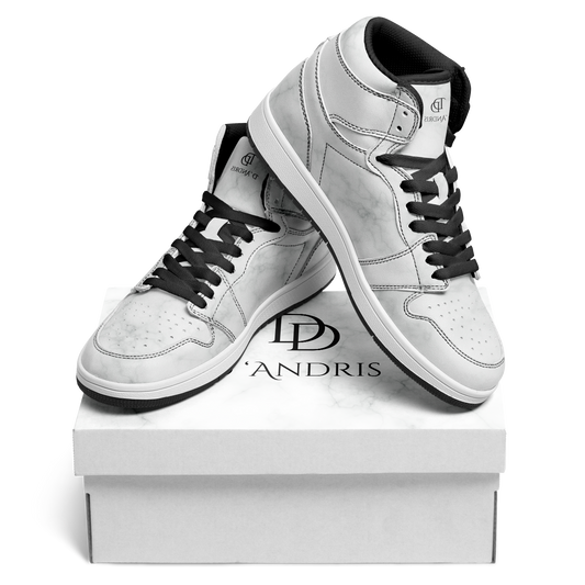 White Marble High Top Shoes