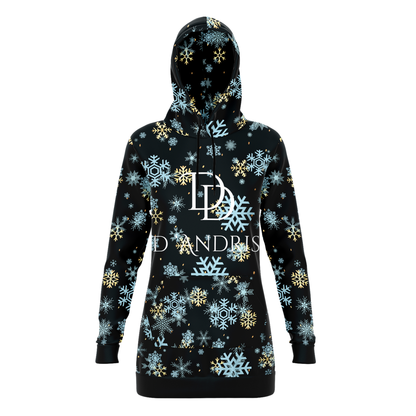 Black Snowfall Christmas Longline Hoodie