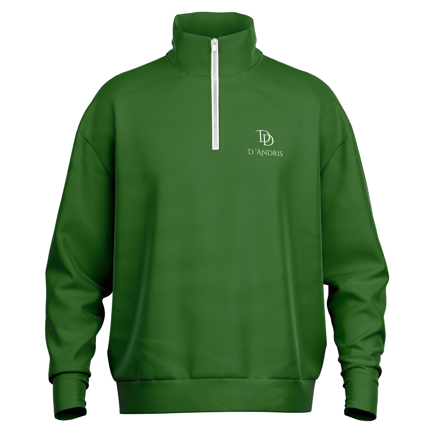Green Heavyweight Over-sized Quarter Zip Sweatshirt