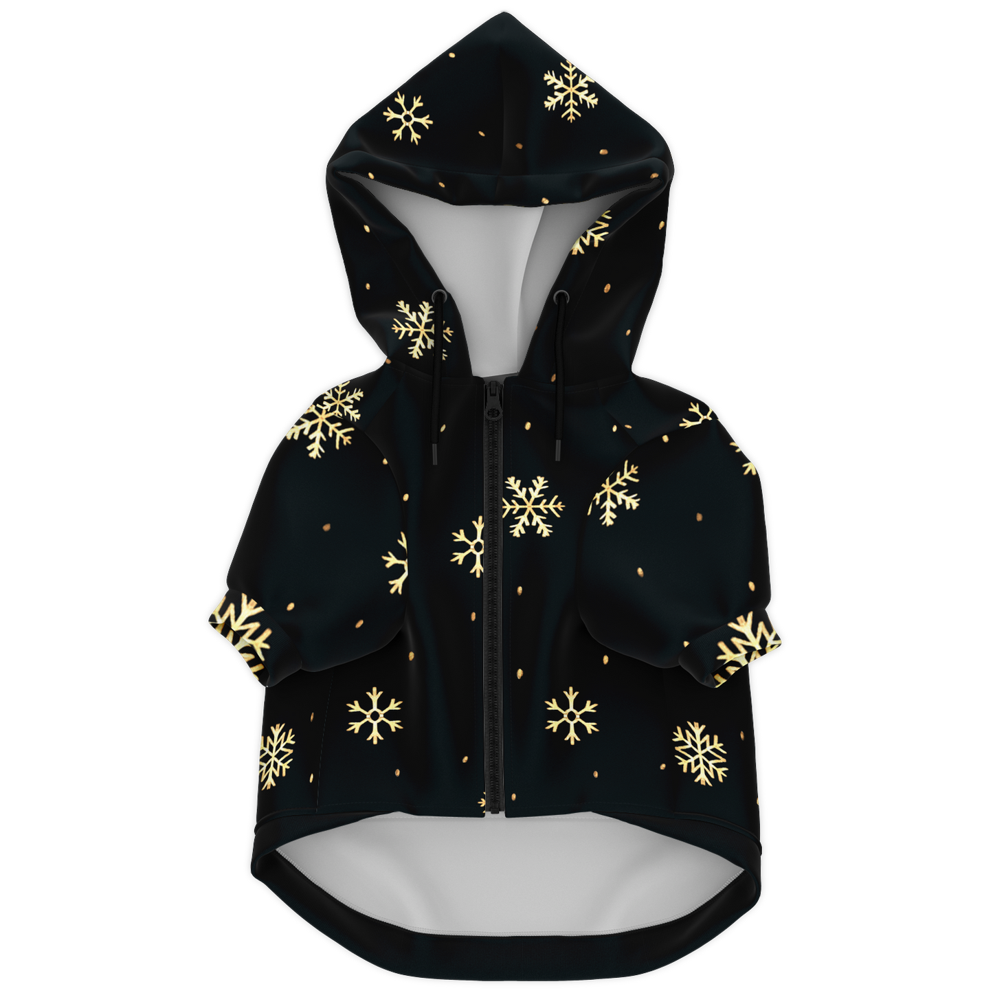 Black & Gold Christmas Dog Zip-Up Hoodie
