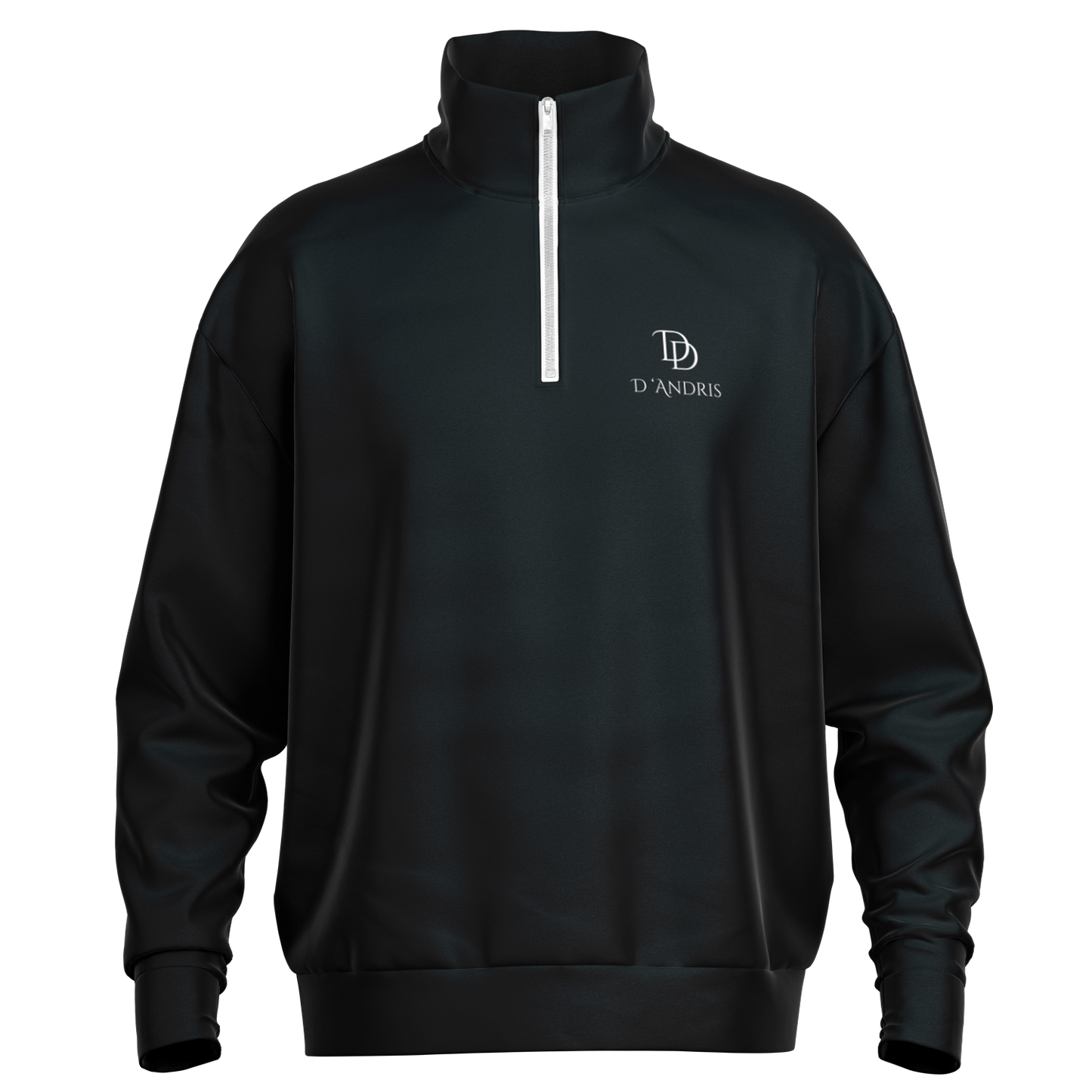 Black Heavyweight Over-sized Quarter Zip Sweatshirt