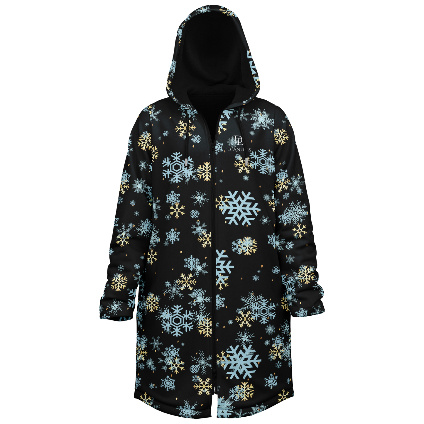 Black Snowfall Christmas Zipper Cloak