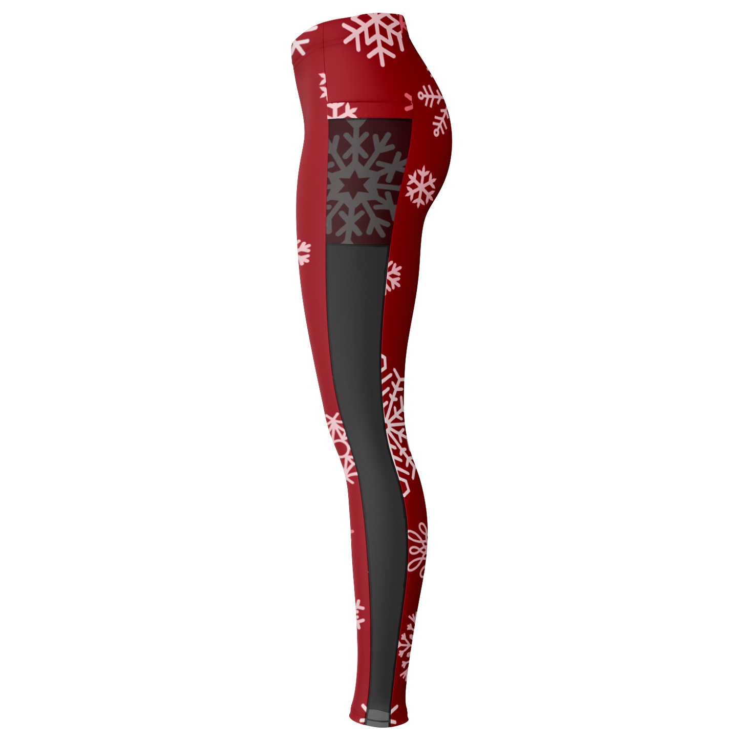 Red Snowfall Christmas Mesh Pocket Legging