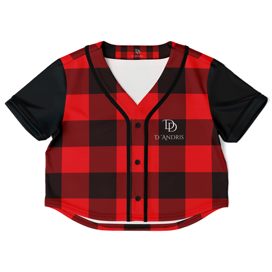 Plaid Cropped Baseball Jersey