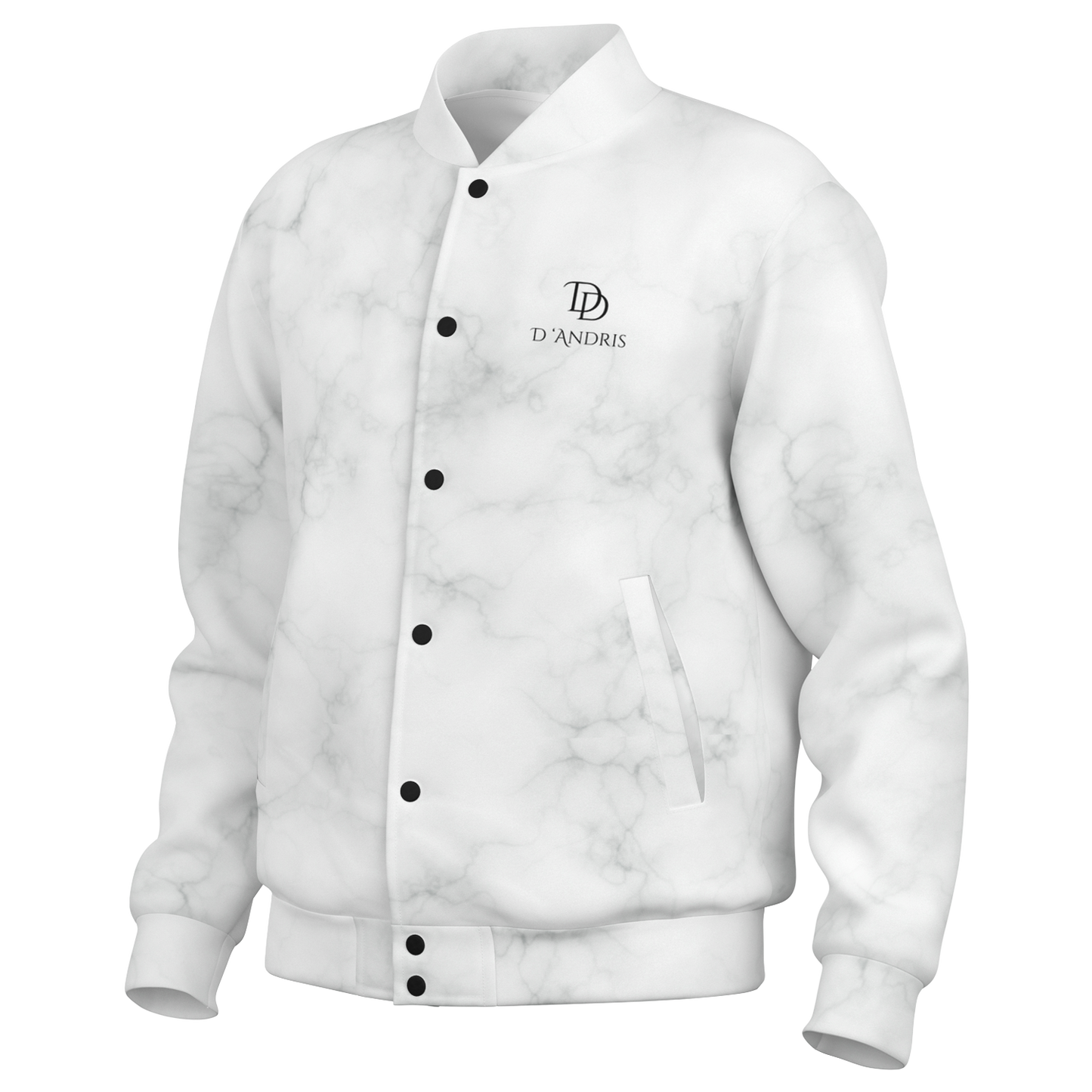 White Marble Baseball Jacket