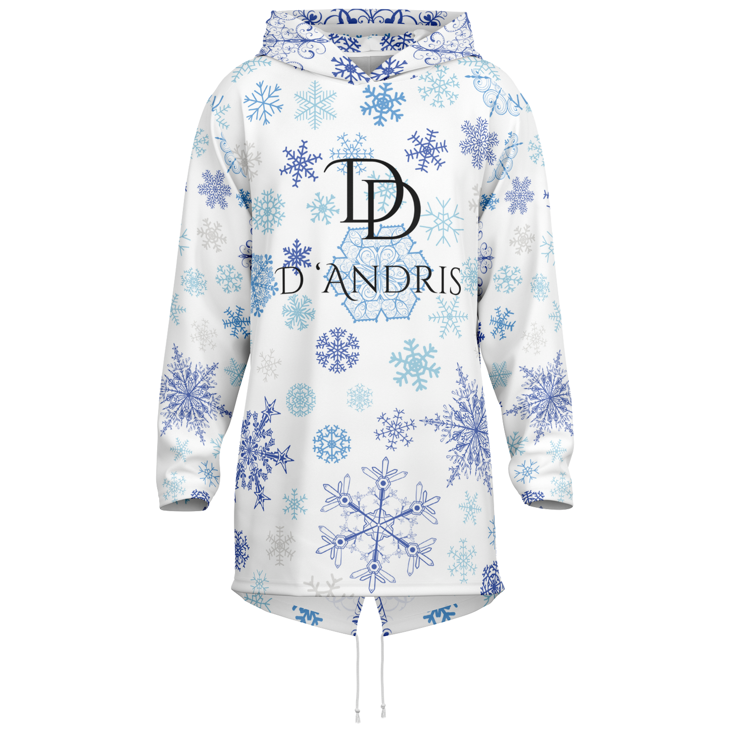 White Snowfall Christmas  Heavyweight Elongated Hoodie