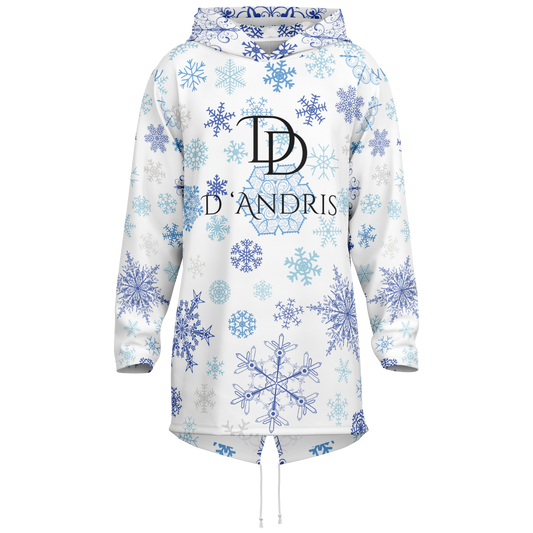 White Snowfall Christmas  Heavyweight Elongated Hoodie