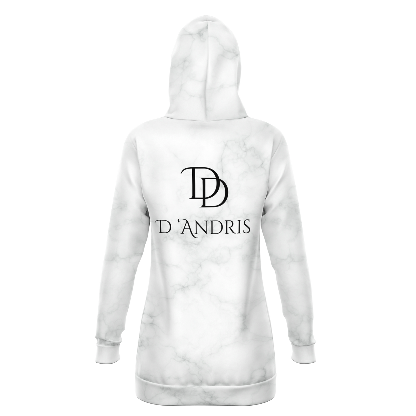 White Marble Longline Hoodie