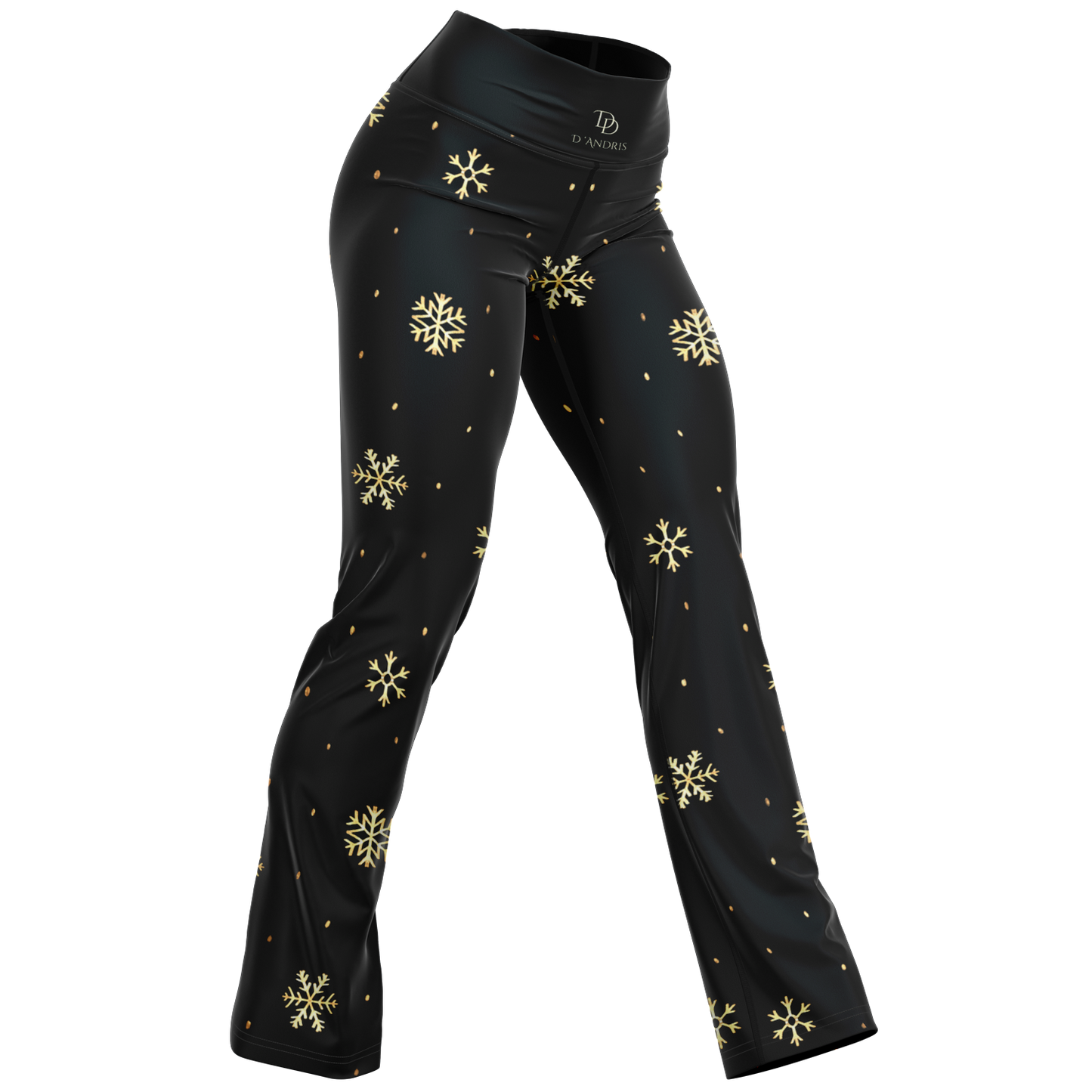 Black & Gold Christmas Flare Leggings