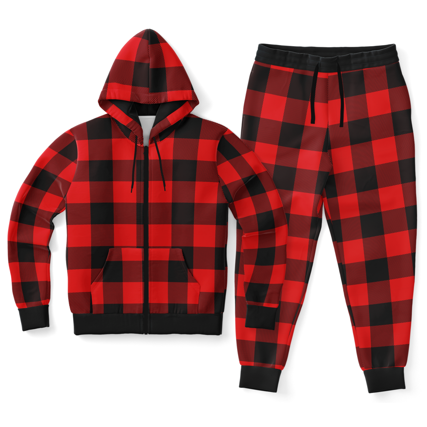 Plaid Zip-Up Hoodie & Jogger