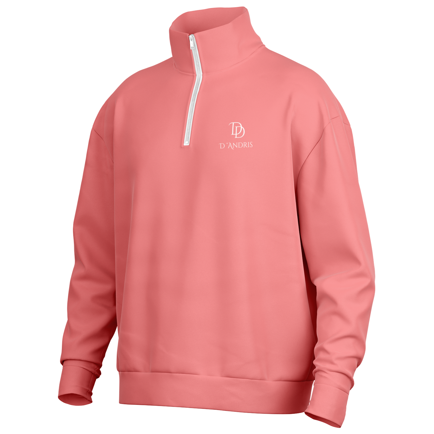 Salmon Heavyweight Over-sized Quarter Zip Sweatshirt