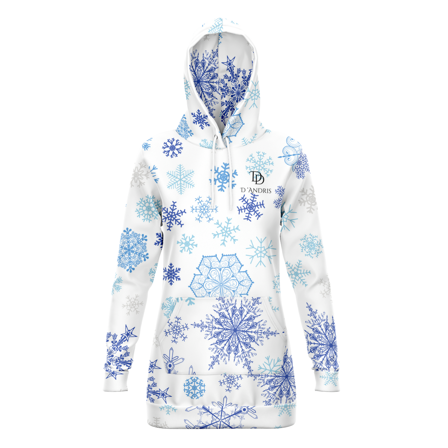 White Snowfall Christmas Longline Hoodie