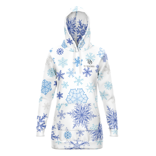White Snowfall Christmas Longline Hoodie