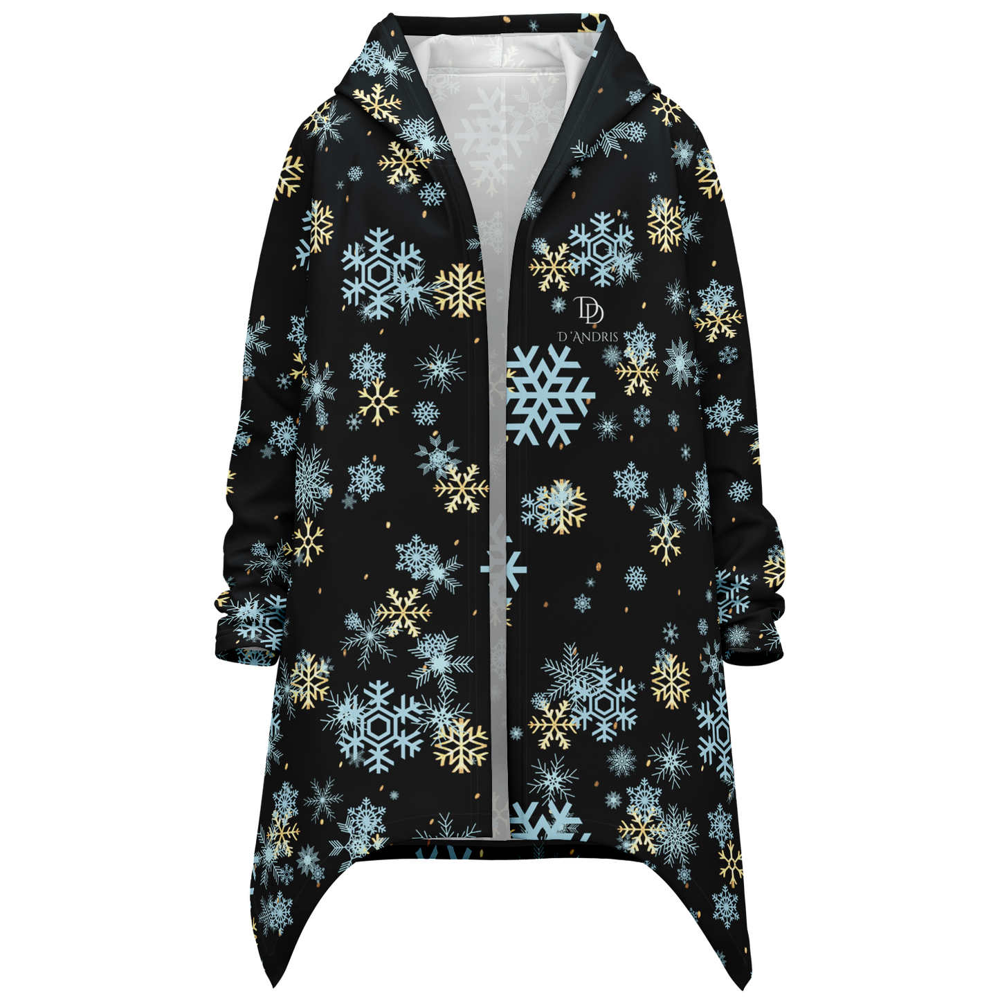 Black Snowfall Christmas Heavyweight Elongated Cloak