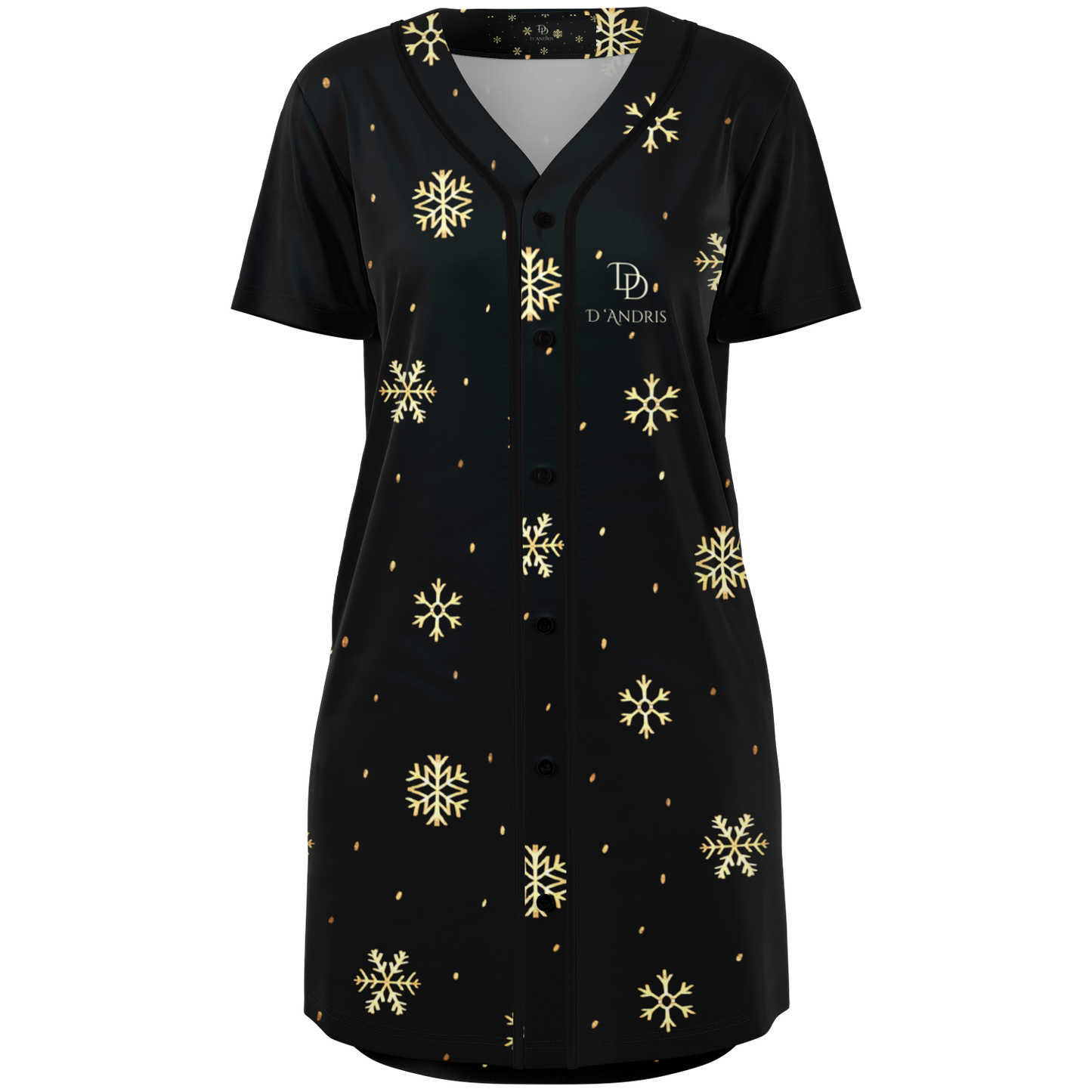 Black & Gold Christmas Baseball Jersey Dress