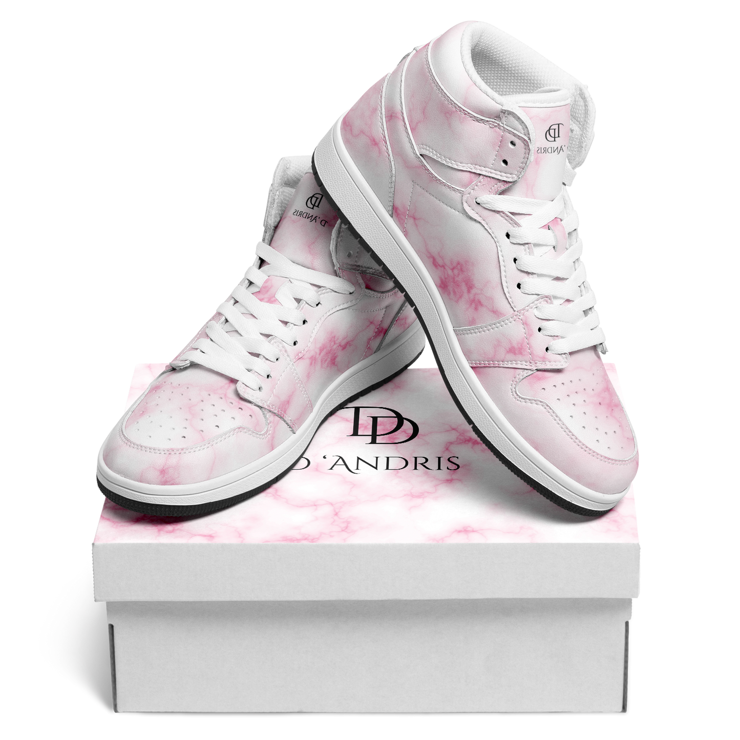 Pink Marble High Top Shoes