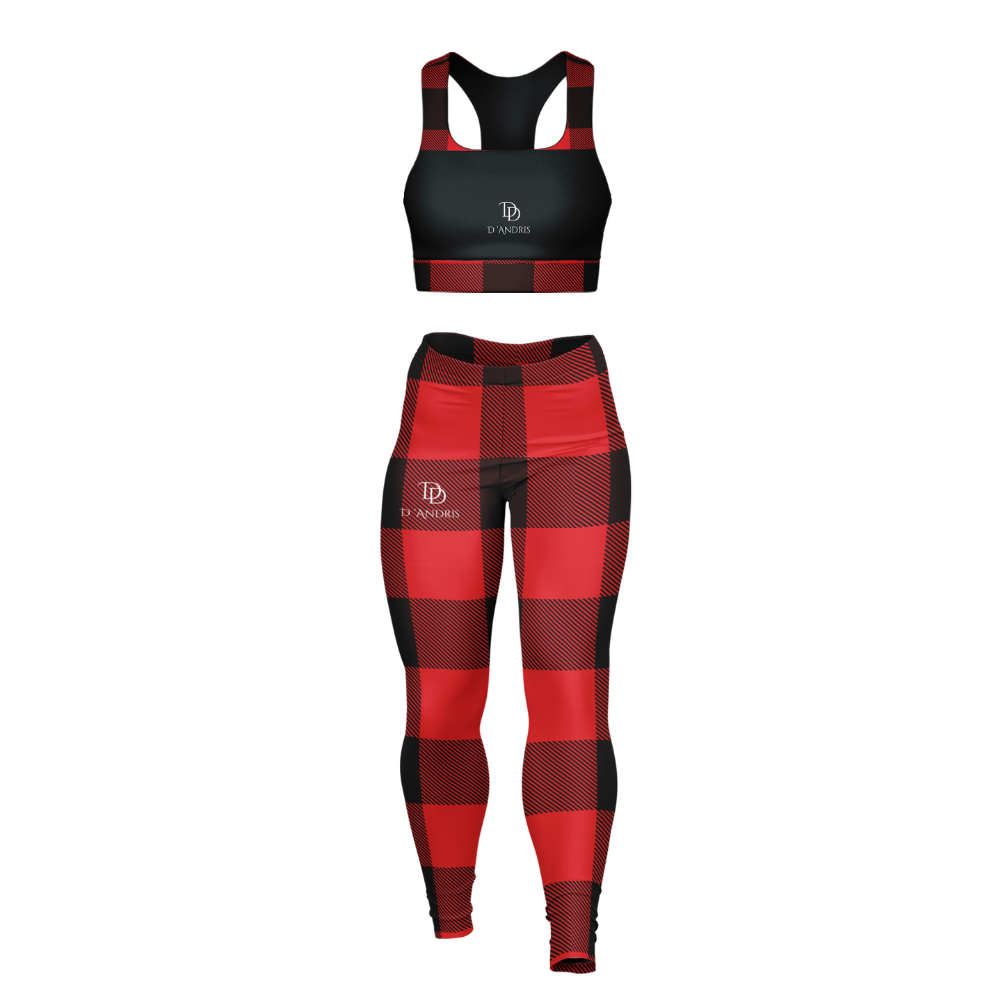 Plaid Padded Sports Bra & Leggings