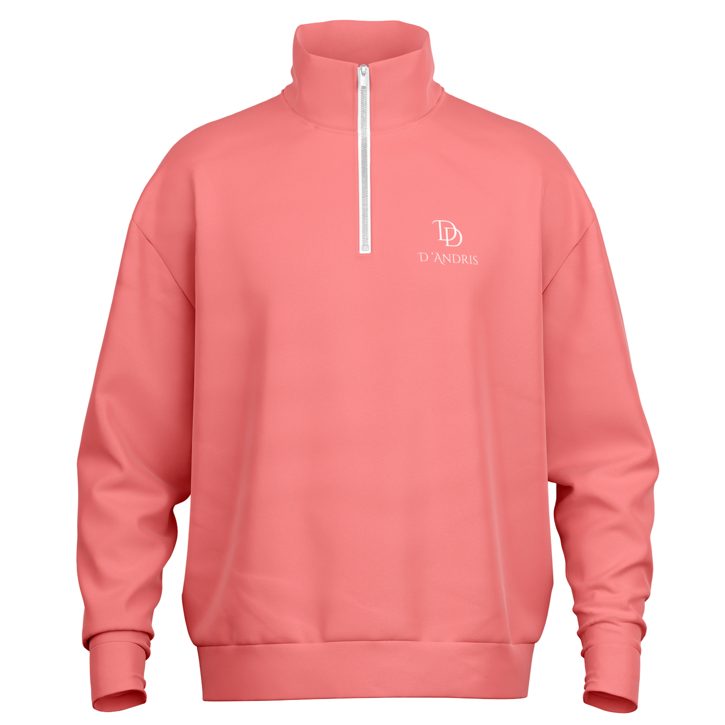 Salmon Heavyweight Over-sized Quarter Zip Sweatshirt