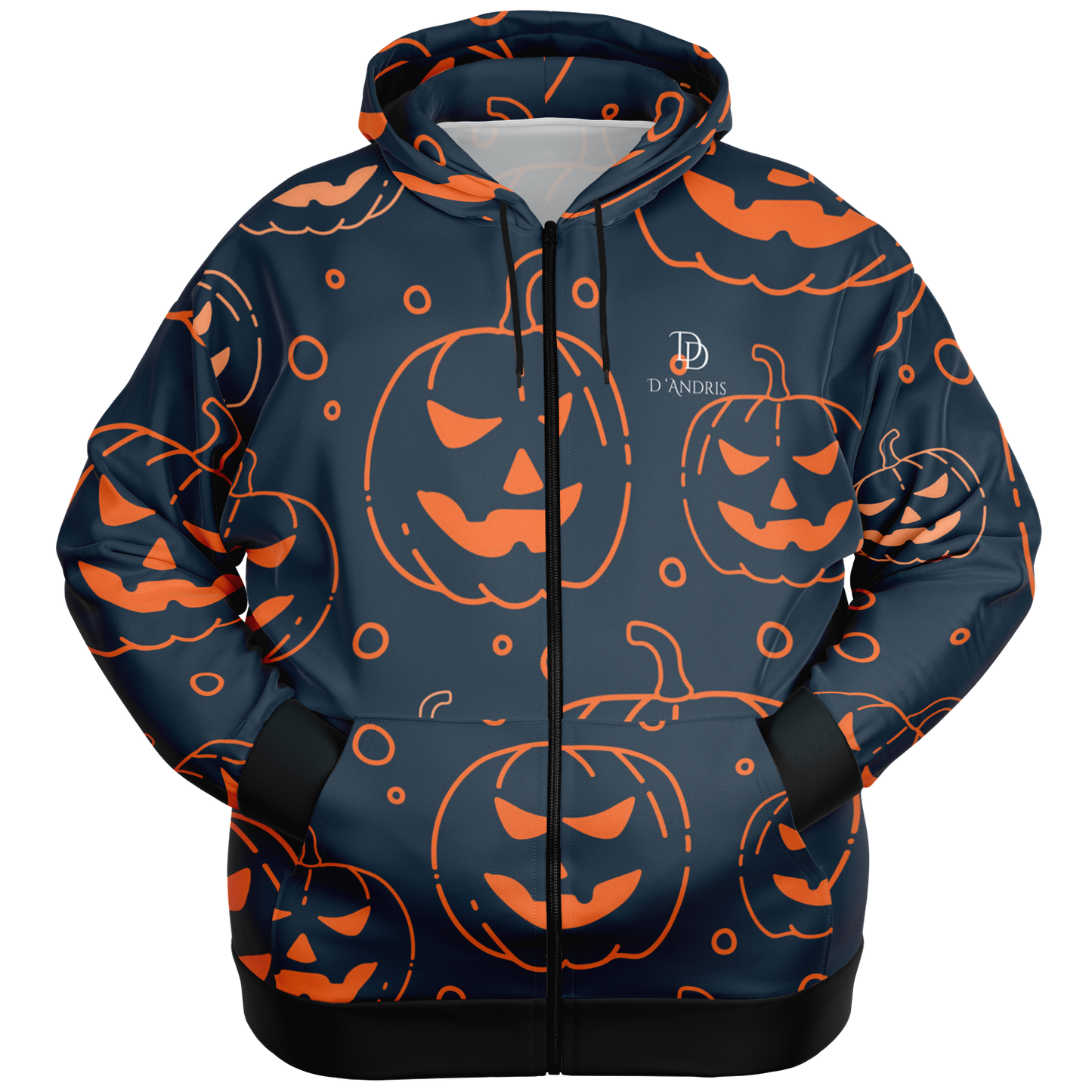 Halloween Jack-O-Lantern Plus-size Zip-up Hoodie