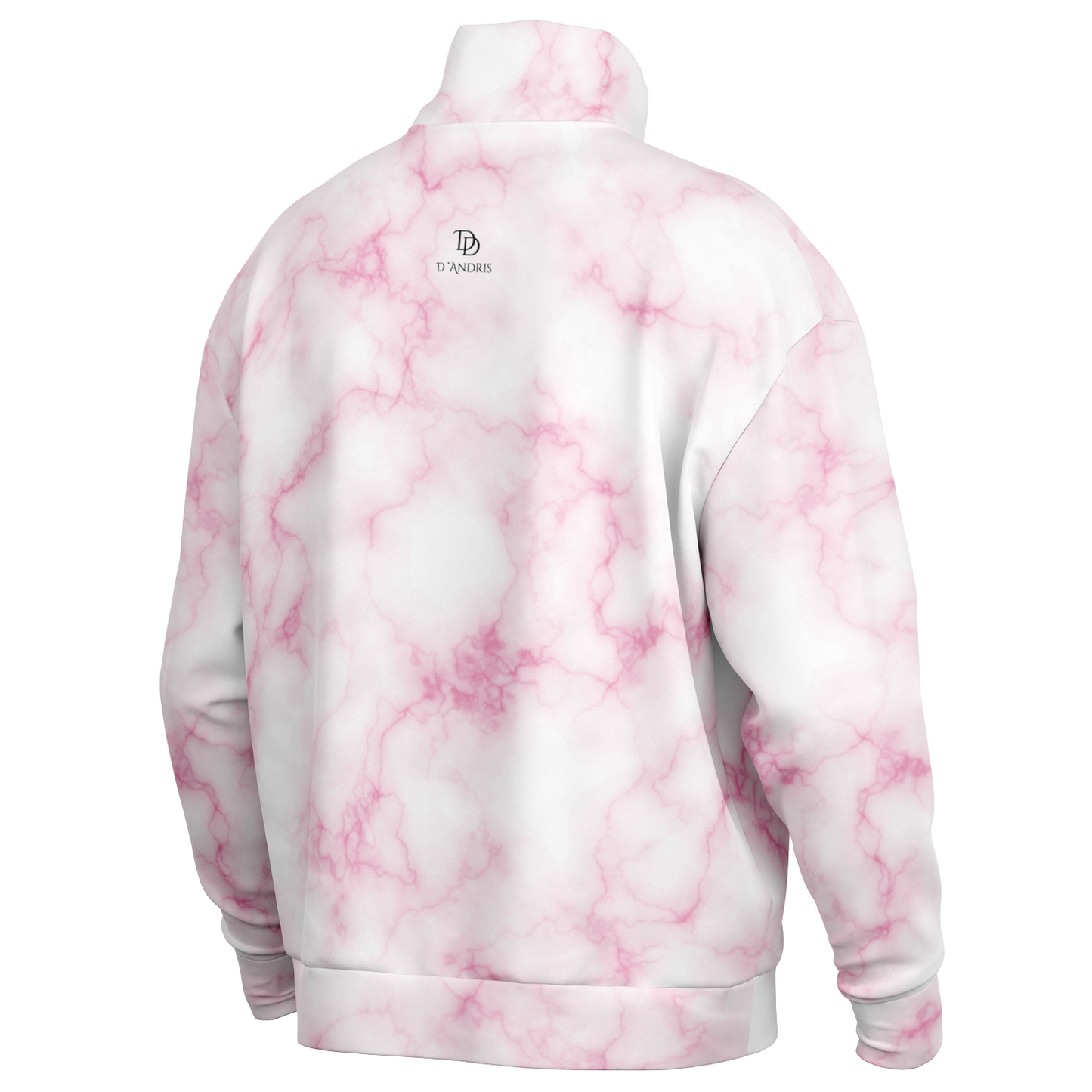Pink Marble Heavyweight Over-sized Quarter Zip Sweatshirt