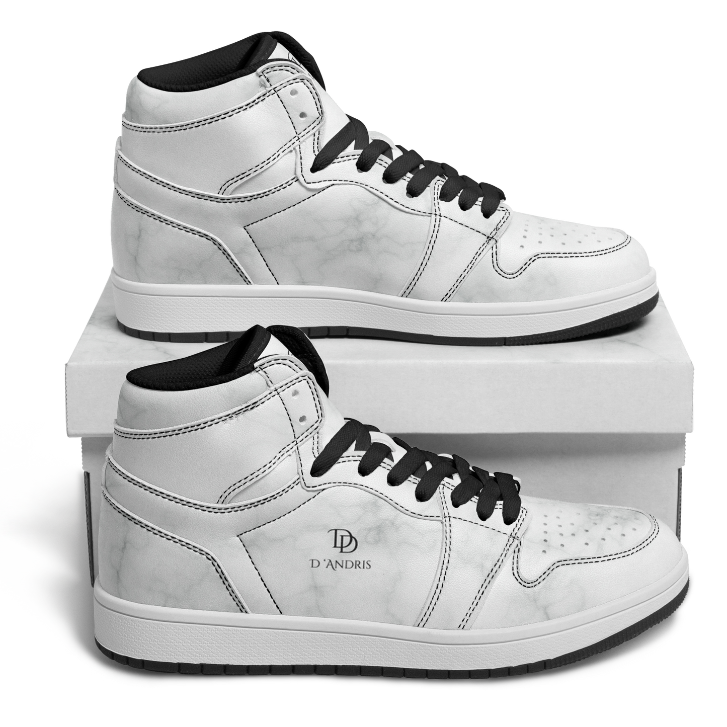 White Marble High Top Shoes