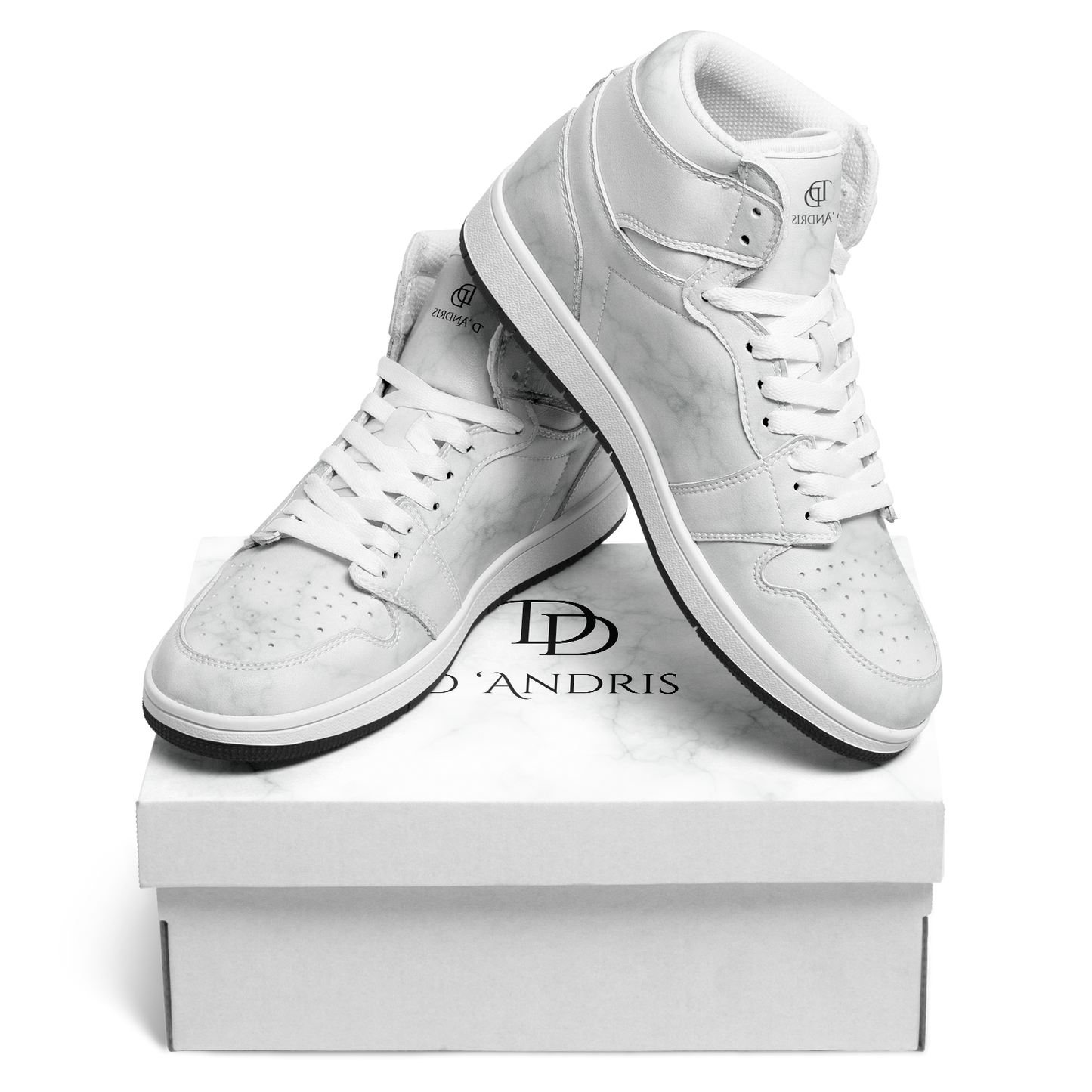 White Marble High Top Shoes
