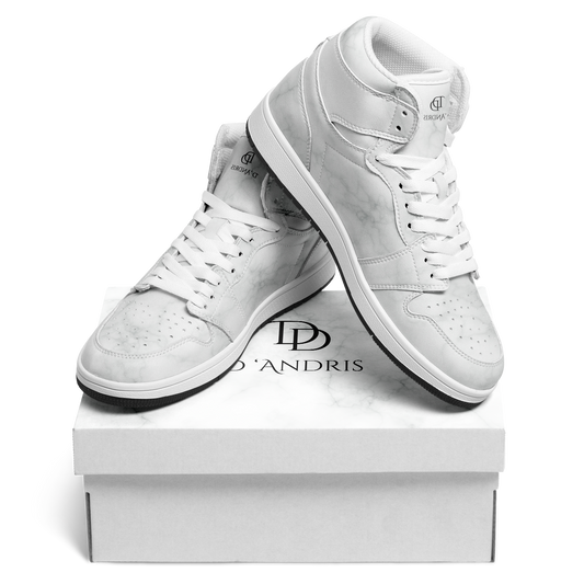 White Marble High Top Shoes