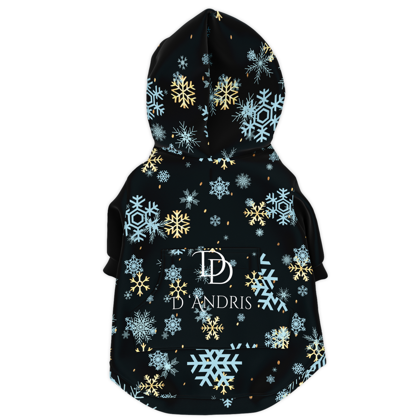 Black Snowfall Christmas Dog Zip-Up Hoodie
