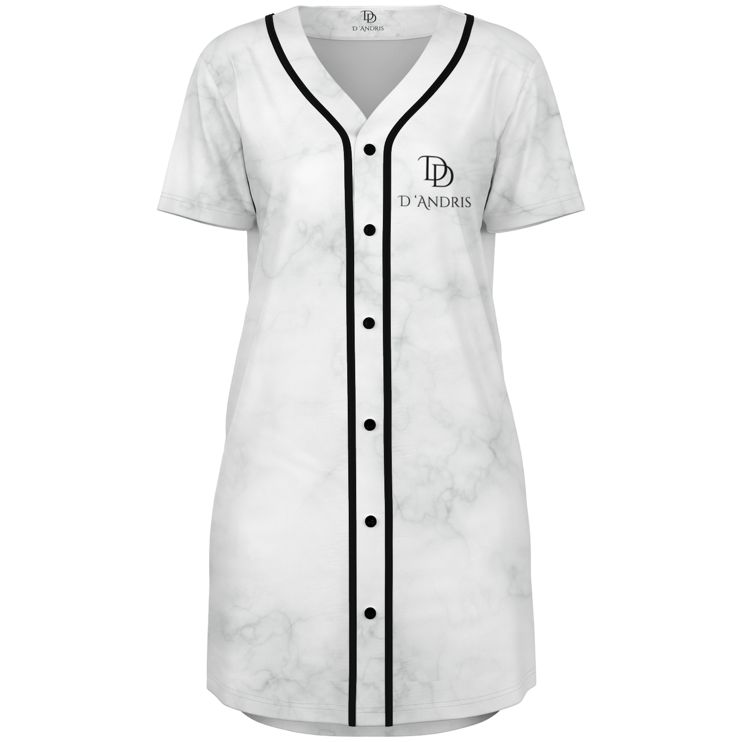 White Marble Baseball Jersey Dress