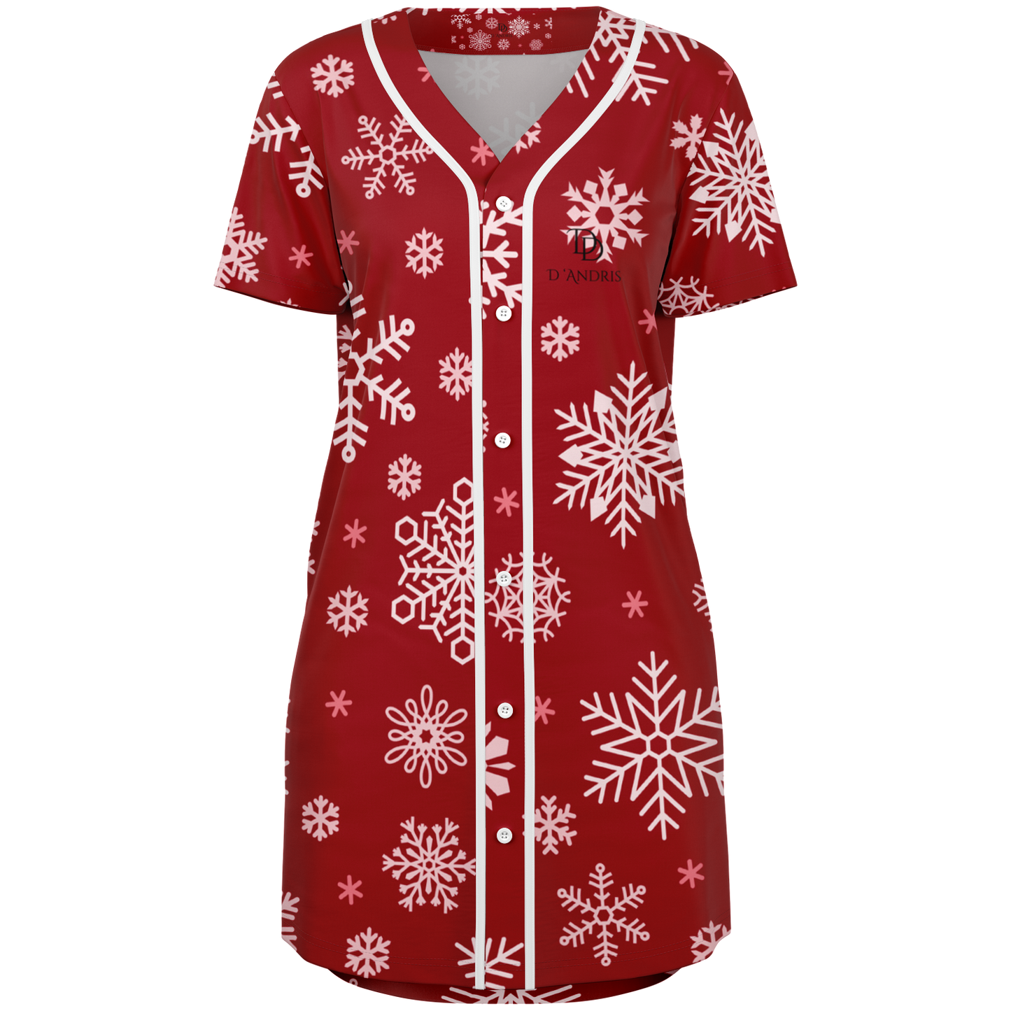 Red Snowfall Christmas Baseball Jersey Dress